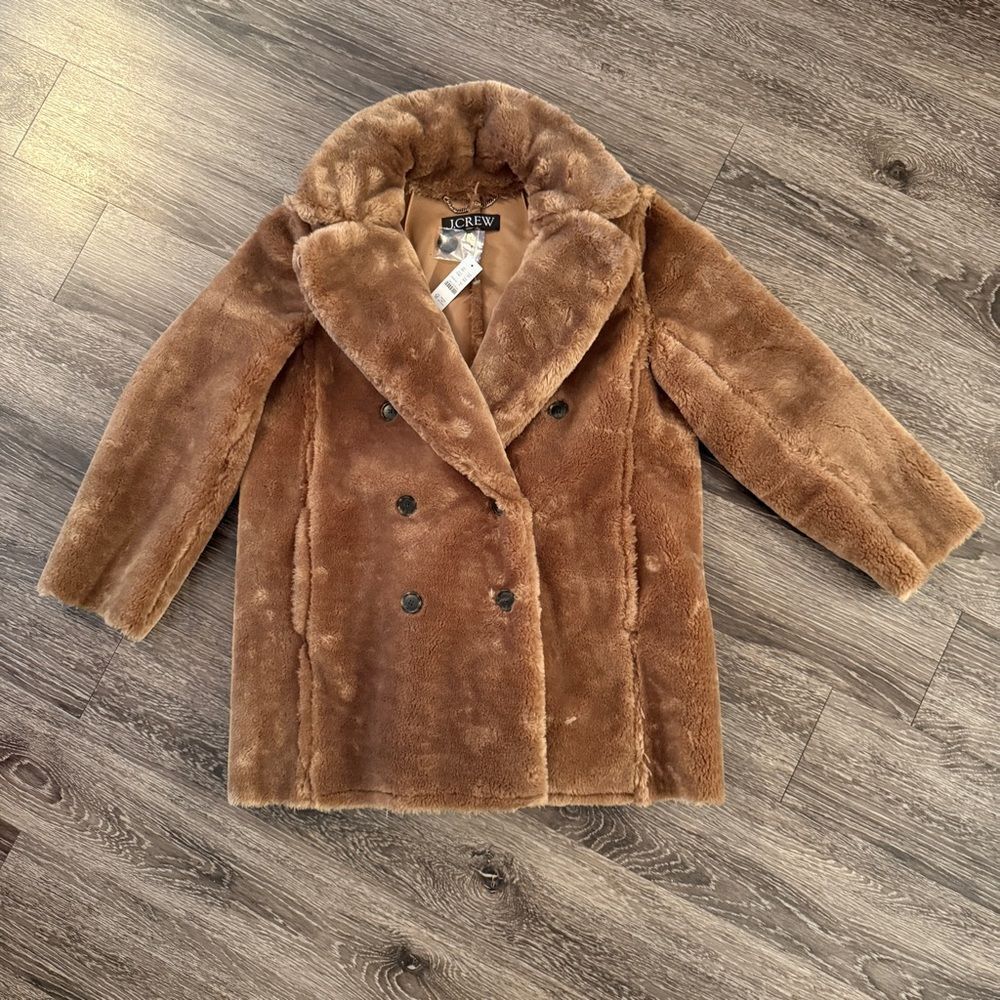 J. Crew Faux Fur Peacoat New With Tags - Picture 2 of 4